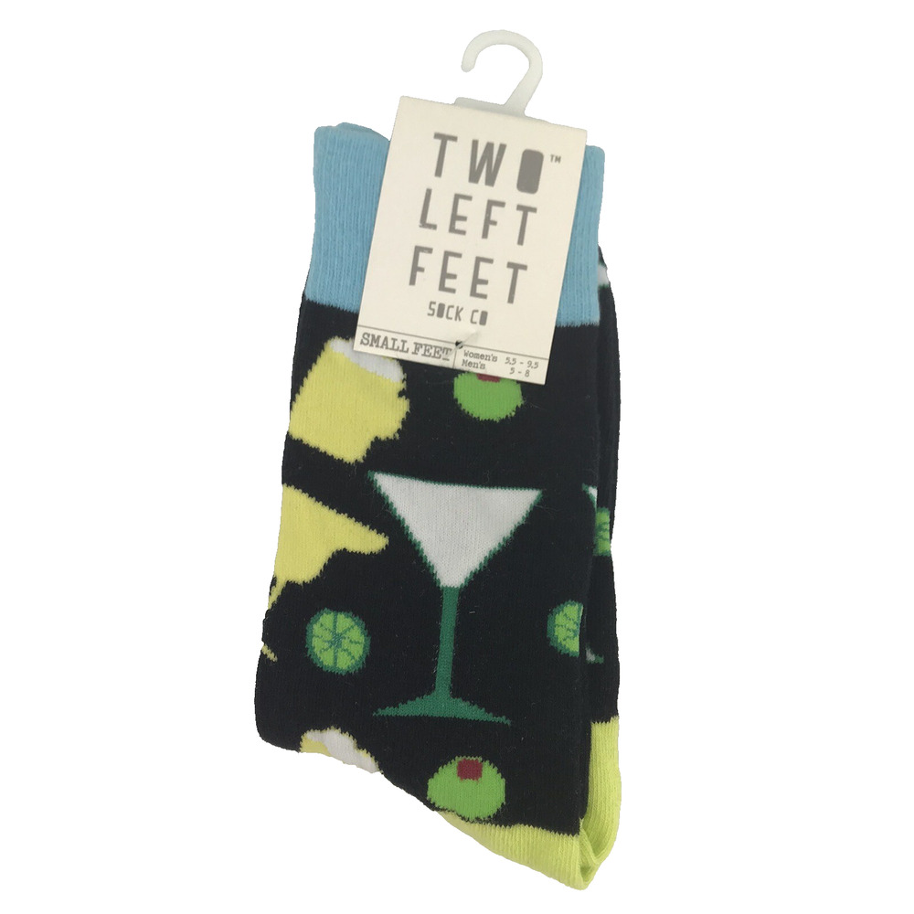 NWT Two Left Feet Co Happy Hour Drinks Socks Small Feet Women 5.5-9.5 Men 5-8